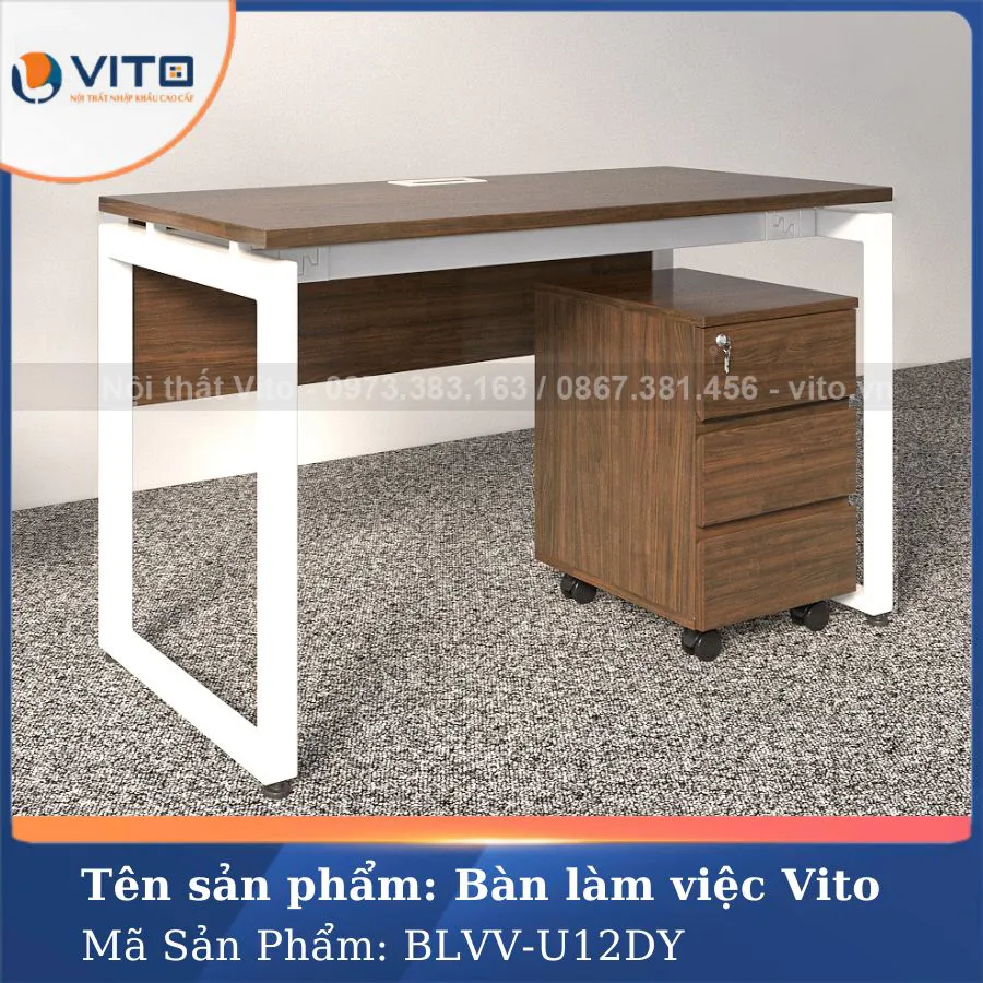 BÀN LÀM VIỆC CHÂN CHỮ U VITO 1M2 BLVV-U12DY 4 Bàn làm việc chân chữ U Vito 1m2 BLVV-U12DY - Ảnh 4