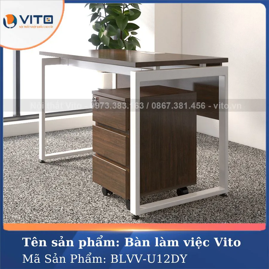 BÀN LÀM VIỆC CHÂN CHỮ U VITO 1M2 BLVV-U12DY 5 Bàn làm việc chân chữ U Vito 1m2 BLVV-U12DY - Ảnh 5