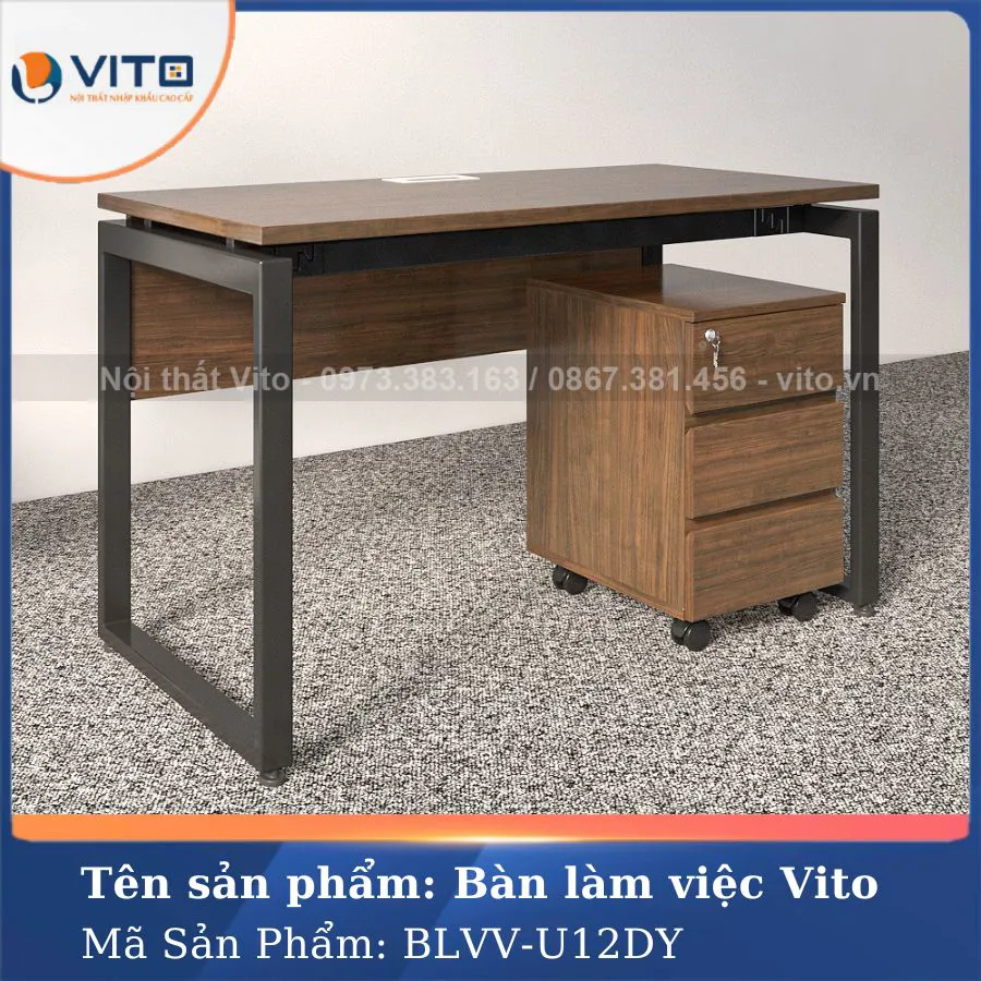 BÀN LÀM VIỆC CHÂN CHỮ U VITO 1M2 BLVV-U12DY 7 Bàn làm việc chân chữ U Vito 1m2 BLVV-U12DY - Ảnh 7