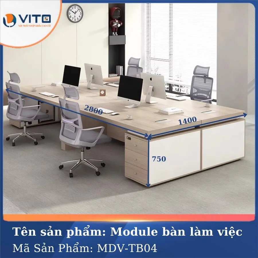 MODULE BÀN LÀM VIỆC 4 NGƯỜI MDV-TB04 3 Module bàn làm việc 4 người MDV-TB04 - Ảnh 3