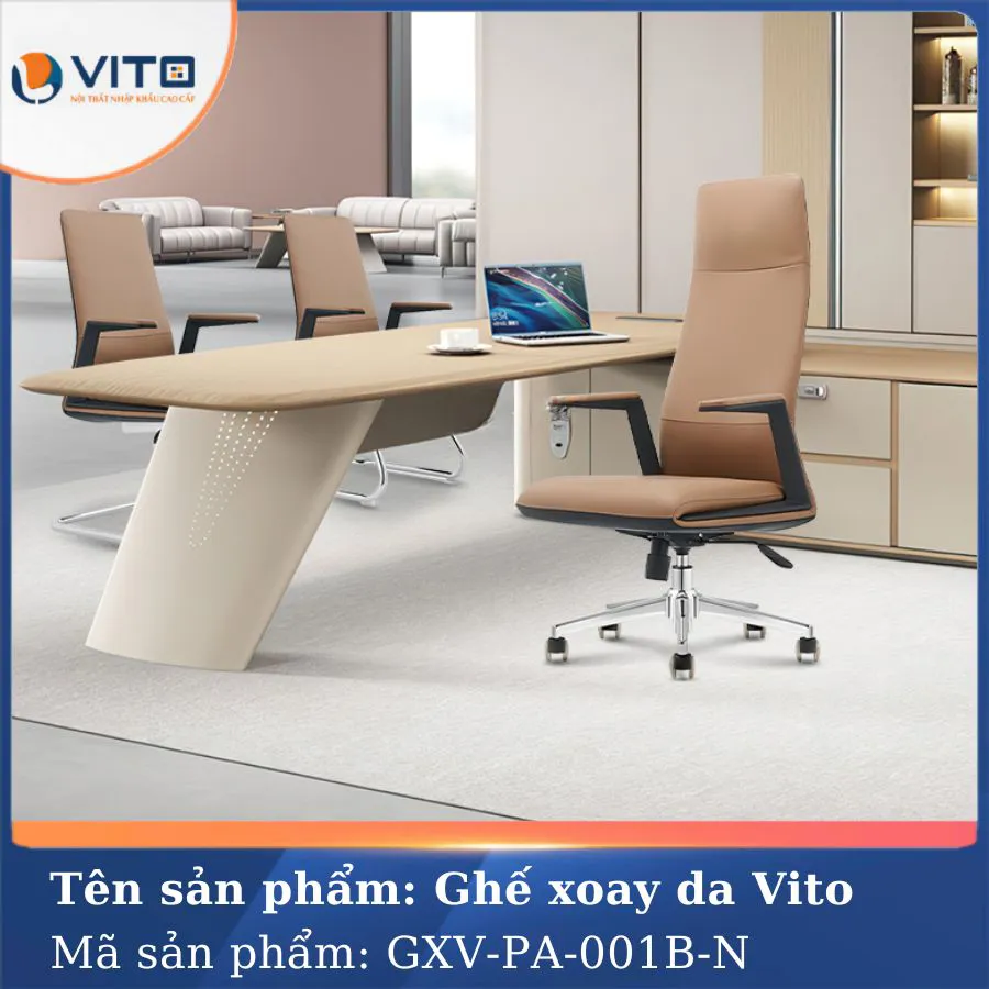 GHẾ XOAY DA VITO GXV-PA-001B-N 7 Ghế xoay da Vito GXV-PA-001B-N - Ảnh 7