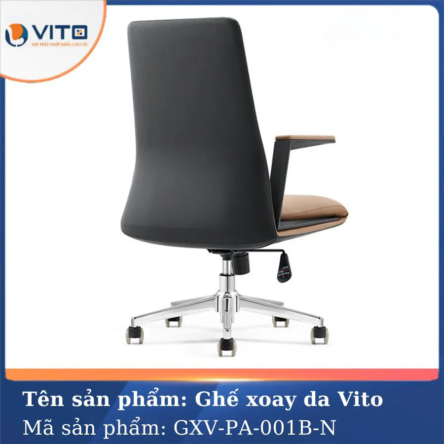 GHẾ XOAY DA VITO GXV-PA-001B-N 4 Ghế xoay da Vito GXV-PA-001B-N - Ảnh 4