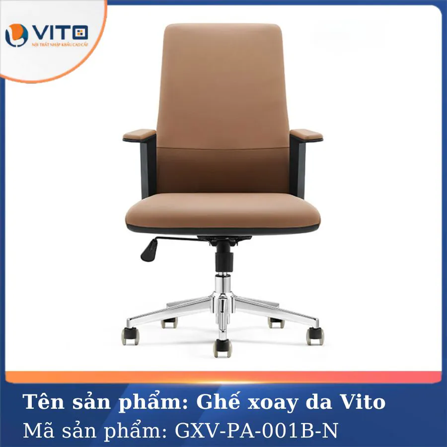 GHẾ XOAY DA VITO GXV-PA-001B-N 2 Ghế xoay da Vito GXV-PA-001B-N - Ảnh 2