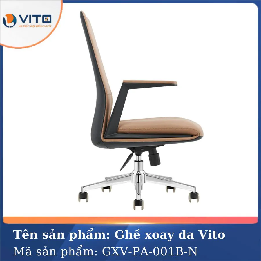 GHẾ XOAY DA VITO GXV-PA-001B-N 3 Ghế xoay da Vito GXV-PA-001B-N - Ảnh 3