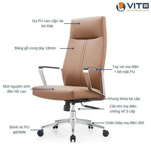 GHẾ LÃNH ĐẠO VITO GLDV-6860A 6 Ghế lãnh đạo Vito GLDV-6860A - Ảnh 6